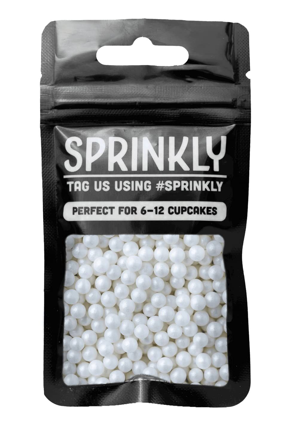 Simply Topps Sugar Dragees Cake &amp; Cupcake Decoration Sprinkles, 6 mm, Glimmer Pearl White, 30G