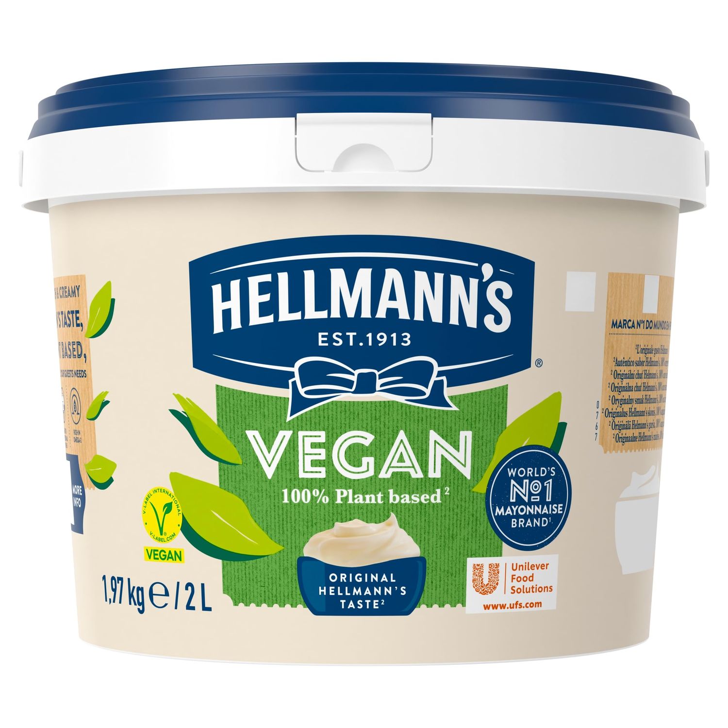 Hellmann's Vegan Mayonnaise, Catering Mayonnaise, Bulk buy food, 2 Litre Tub