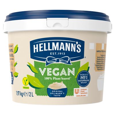 Hellmann's Vegan Mayonnaise, Catering Mayonnaise, Bulk buy food, 2 Litre Tub