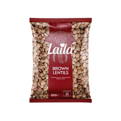 Laila Brown Lentils 2Kg. Brown Lentils are The Most Nutritious Plant-Based Proteins (Packaging May vary)
