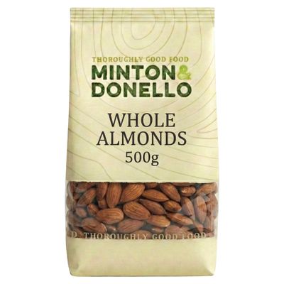 Minton &amp; Donello - Whole Almonds, Natural &amp; Crunchy, Healthy Snack, Rich in Vitamin E, 500g