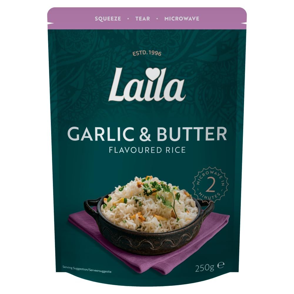 Laila Garlic &amp; Butter Microwave Rice, 250g