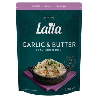 Laila Garlic &amp; Butter Microwave Rice, 250g