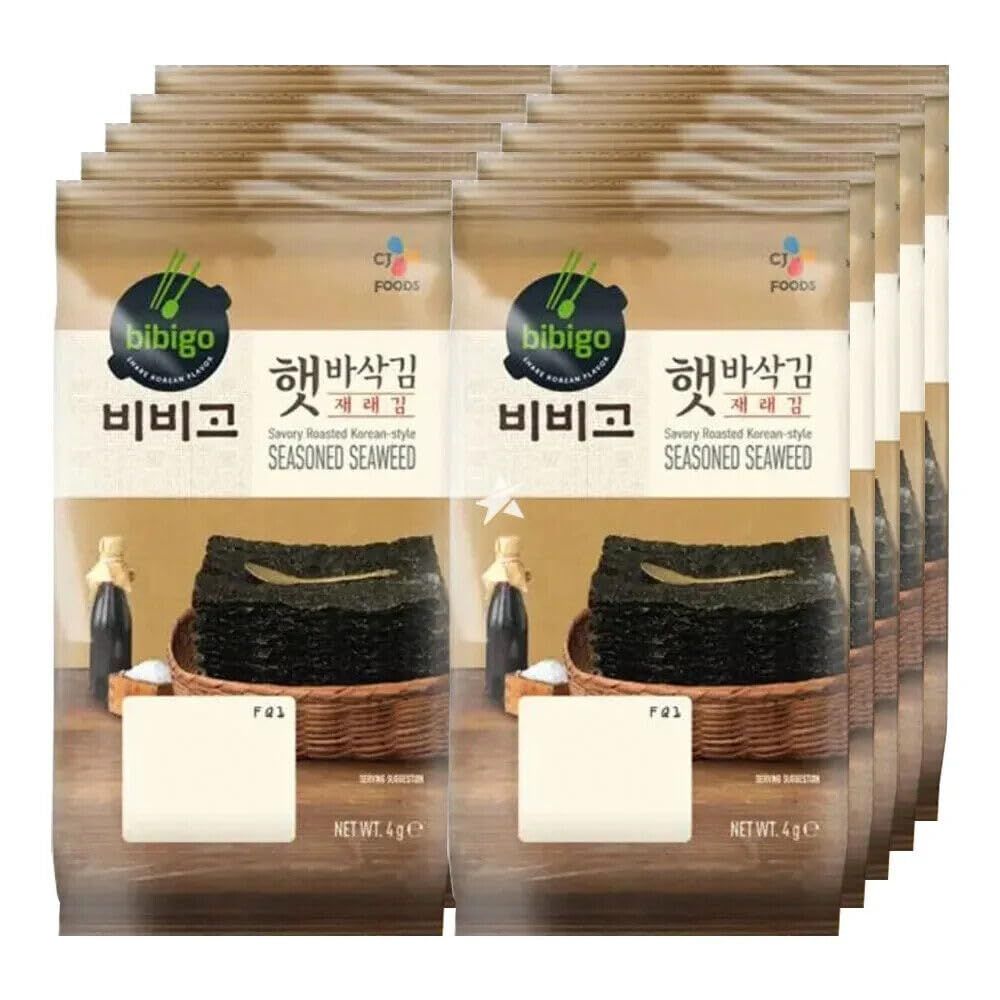 CJ Bibigo Savoury Crispy Roasted Korean Seasoned Seaweed Laver Nori Snacks (10 Pcs) 40g