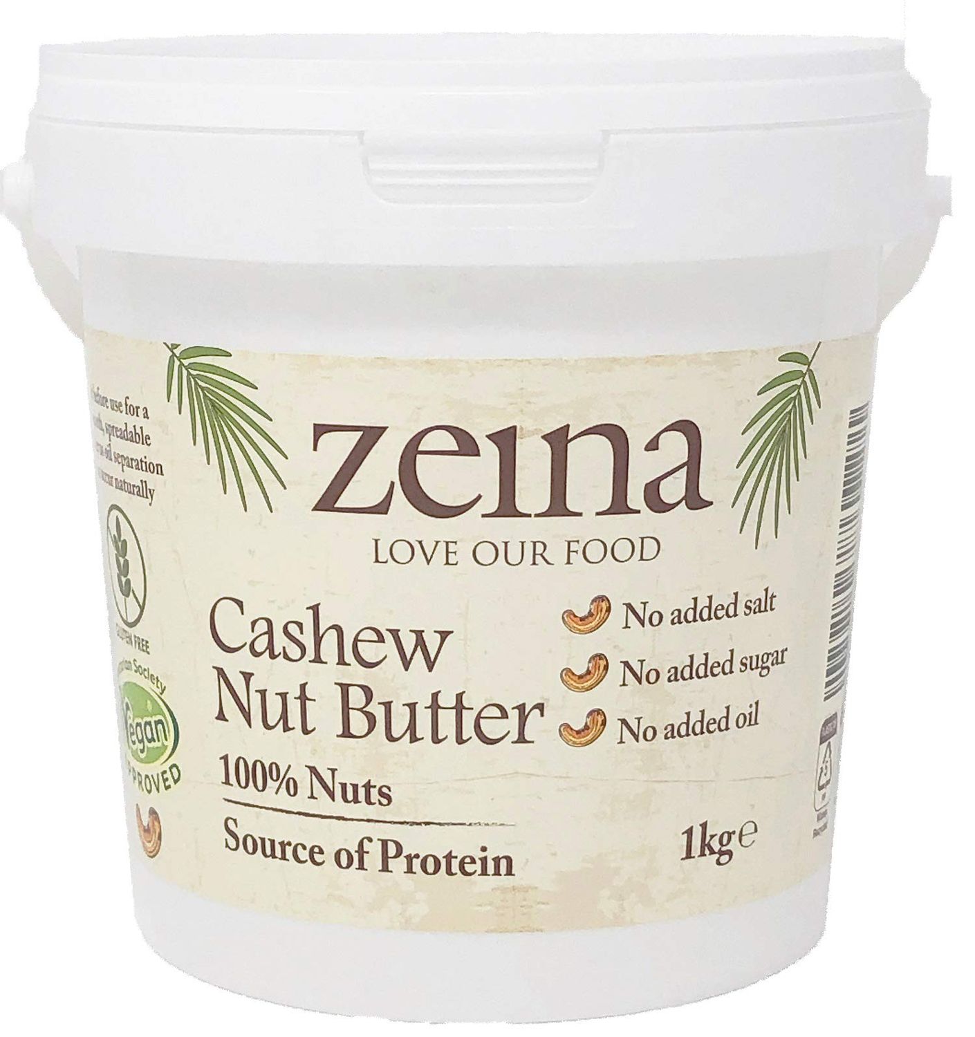 Zeina Cashew Butter (1Kg) - Roasted Smooth Cashew Nut Butter with Source of Protein, Vegan Approved and Gluten-Free for Healthy Snacks, Home Cooking and Baking