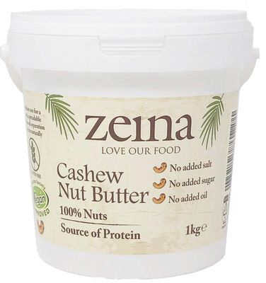 Zeina Cashew Butter (1Kg) - Roasted Smooth Cashew Nut Butter with Source of Protein, Vegan Approved and Gluten-Free for Healthy Snacks, Home Cooking and Baking