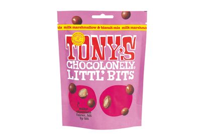 Tony's Chocolonely - Littl Bits Chocolate Mix Balls - Mini Milk Marshmallow Biscuit Chocolates in Sharing Pouch - 100g
