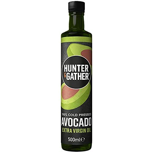 Hunter &amp; Gather Extra Virgin Avocado Oil 500ml 100% Natural Cold Pressed, Unrefined and Bottled in UK Versatile for Cooking, Drizzling &amp; Dipping I Seed-Oil Free
