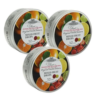 Simpkins Sugar Free Mixed Fruit Travel Sweets, 150g, Pack of 3