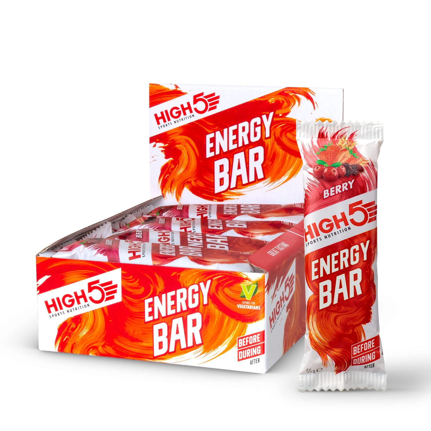 HIGH5 Energy Bars - High Carb Energy Bars for Running, Cycling &amp; Hiking - Vegan Oat Bars with Real Fruits - Healthy Snacks for Adults - Snack Bars Multipack for Training &amp; Racing (12x55g, Berry)