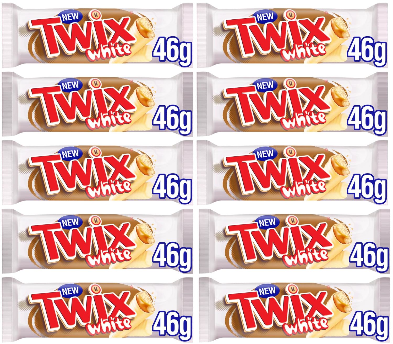 Twix White Chocolate Biscuit Twin Bars 46g (10 Pack)