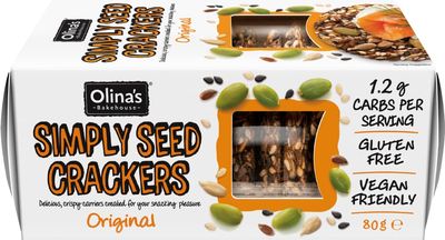OLINA'S BAKEHOUSE Gluten Free Simply Seed Crackers - Original 80g - 6 Pack