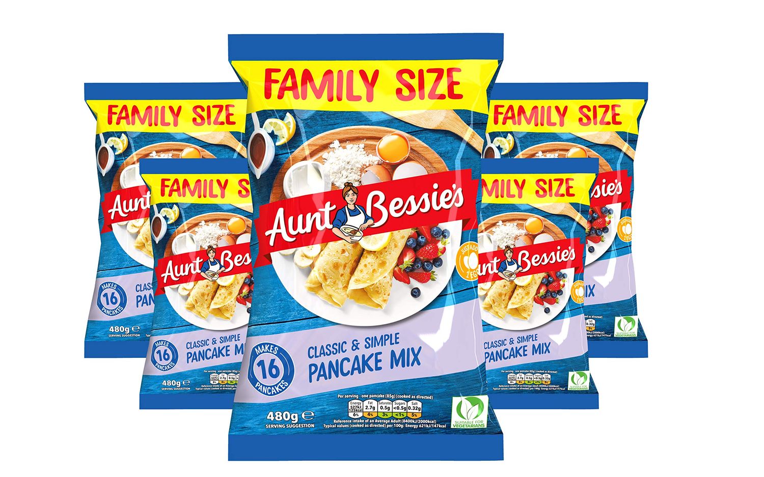 Aunt Bessie's Family Pancake Batter Mix 480g, Pack of 6