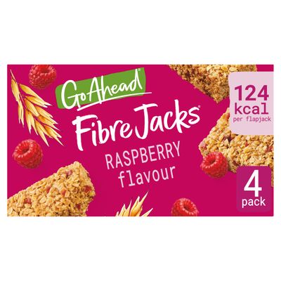 Go Ahead FibreJacks Raspberry Flapjacks, 118.9 g (1 Pack of 4 Flapjacks)
