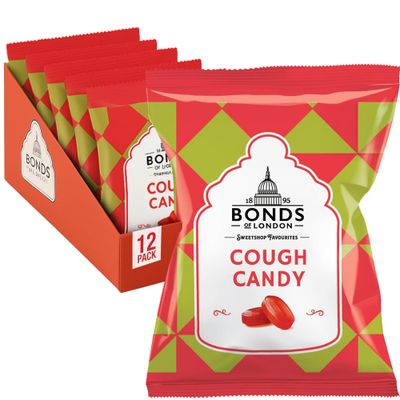 Bonds of London Cough Candy Bags, Retro Aniseed Flavour Boiled Sweets, 120 g (Pack of 12)
