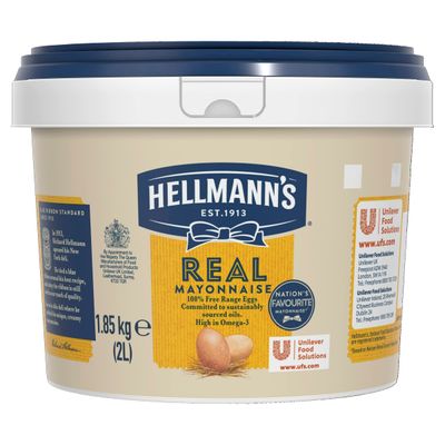 Hellmann's Real Mayonnaise, Catering Mayonnaise, Bulk buy food, 2 Litre Tub