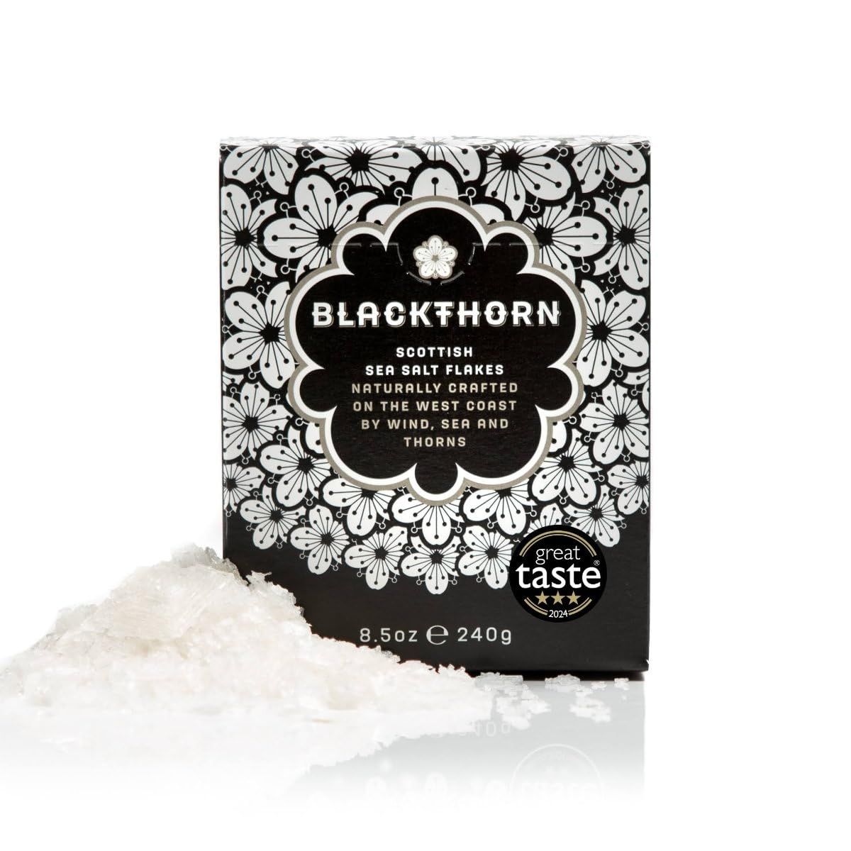Blackthorn Scottish Gourmet Sea Salt Flakes - Natural and Unrefined - Sustainable Production - Mineral Rich Vegan - 240g