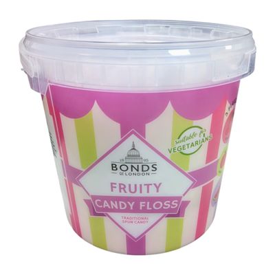 Bonds of London Fruity Candy Floss 1 Tub 120g Tradional Spun Candy Suitable for Vegetarians Cherry Apple Watermelon