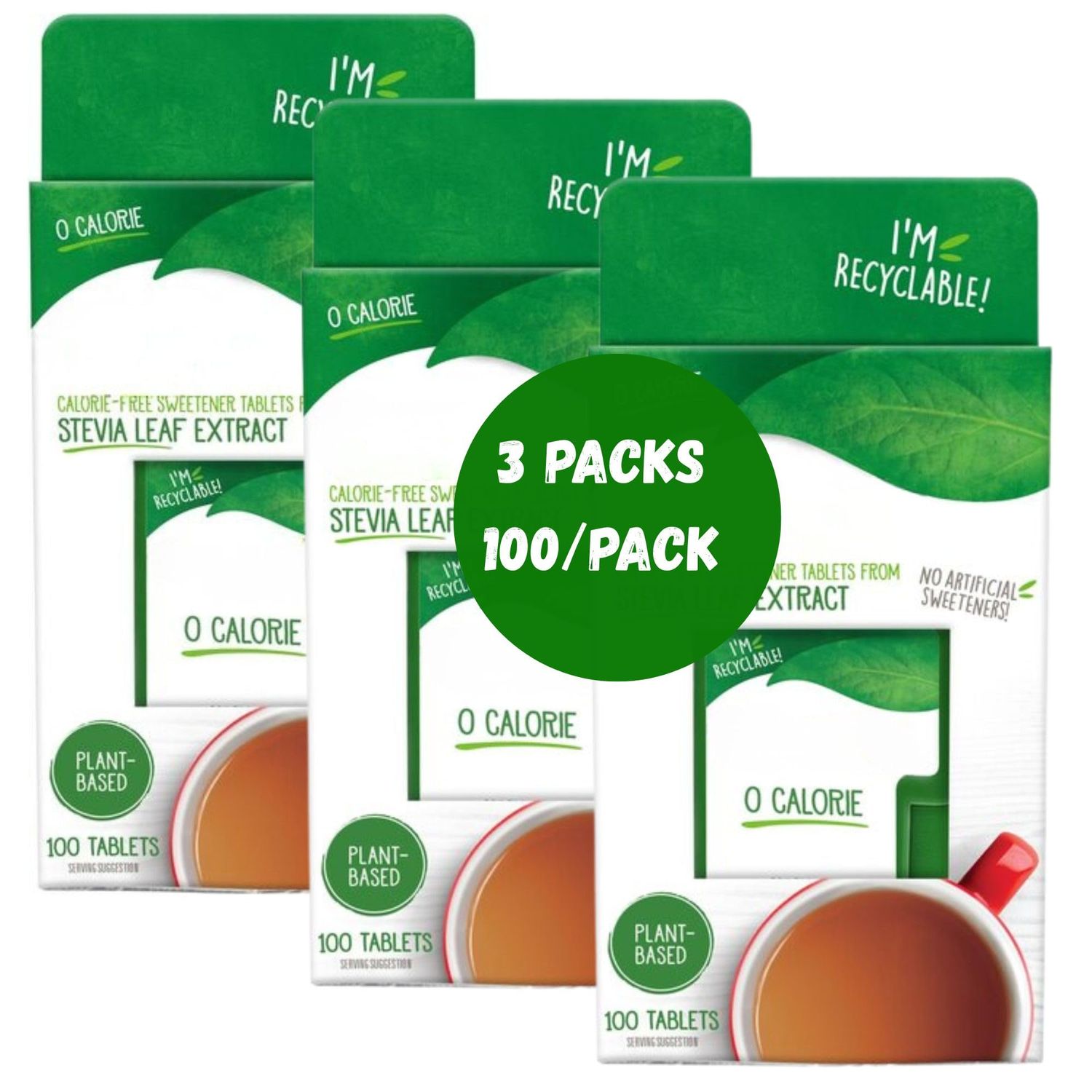 Stevia Sweetener Bundle of 3 X Stevia Leaf Sweetener Tablets 100s