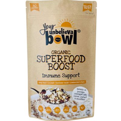 Your UnbelievaBowl - Organic Superfood Boost (Immune Support) 600g, 40 Servings, 45p Per Serving, Gluten Free, Chia, Hemp & Sunflower Seeds, Buckwheat, Coconut, Cranberries, Cashews, Cinnamon