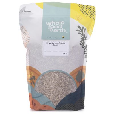 Wholefood Earth Organic Sunflower Seeds 2kg Raw GMO Free Vegan High Fibre Source of Protein Certified Organic