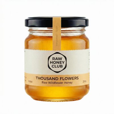 Raw Honey - Unpasteurised Quality - Wildflower Bee Honey (250 g)- Pure &amp; Natural, Authentic, 0% Added Sugar