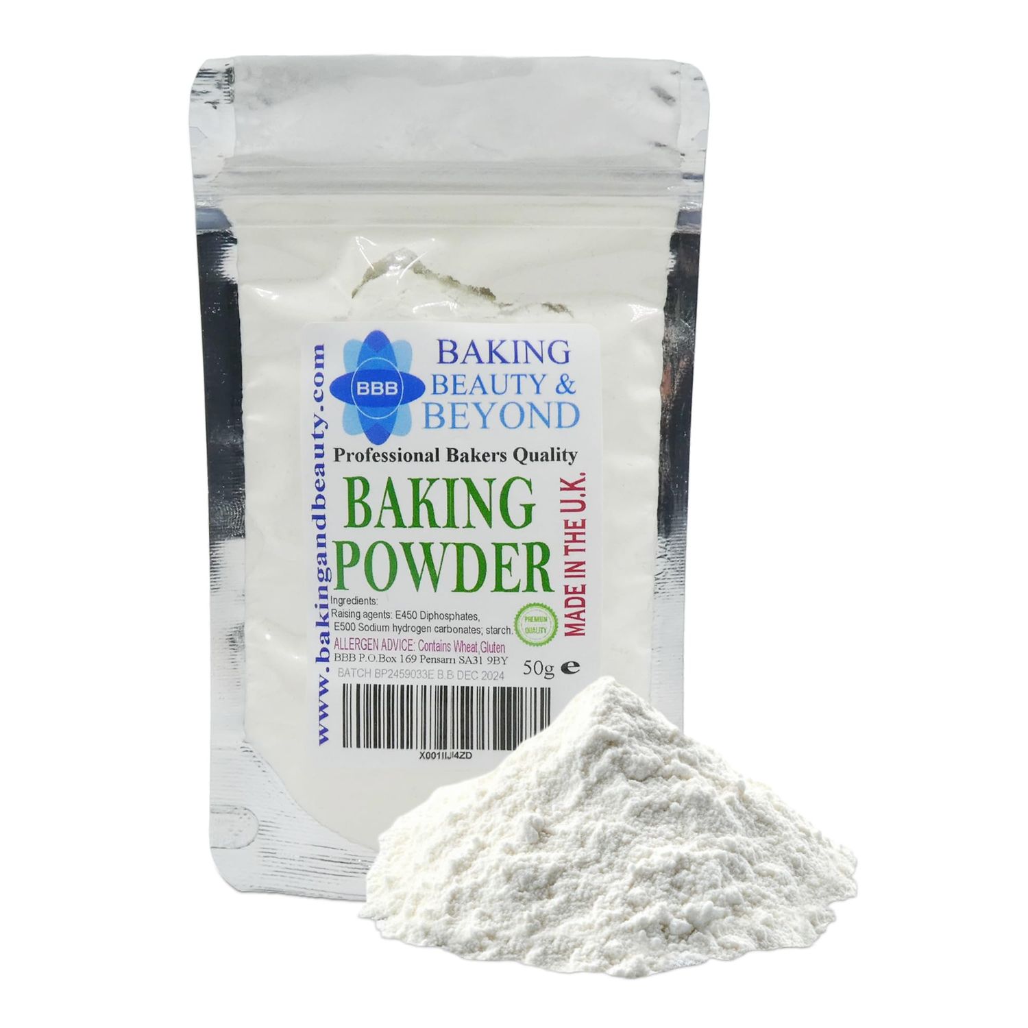 Baking Beauty and Beyond Professional Bakers Quality Pure Baking Powder - Natural Food Grade Baking Powder Perfect for Non-Yeast Baking Cake, Bread, and Biscuits (50gm)