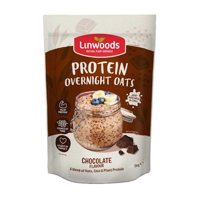 Linwoods Chocolate Protein Overnight Oats 1kg Porridge Oats Healthy Breakfast Food Vegan Friendly &amp; Gluten Free