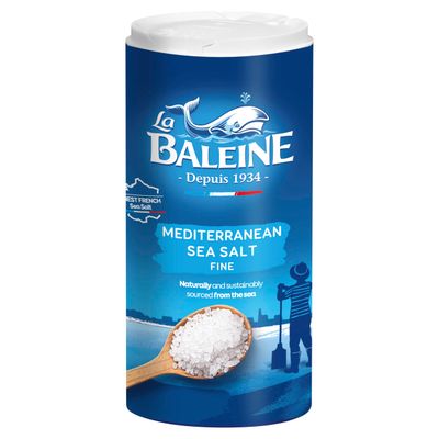 La Baleine French Fine Sea Salt, 1 x 500g Salt Shaker Drum, for Cooking and Seasoning, table top salt shaker