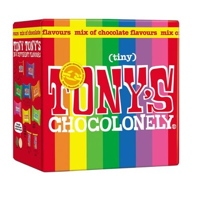 Tony's Chocolonely Tiny Tony's Gift Box - 180g Mini Chocolate Mix To Share, 8 Different Flavours, Individually Wrapped, Vegetarian, Belgian Fairtrade Chocolates