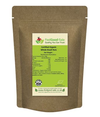 1kg Organic Brazil Nuts Certified Whole, Low-GI Good For Snacking, Smoothies, Baking &amp; Cooking, Gluten-Free, Keto &amp; Vegan-Friendly, Rich in Protein &amp; Vitamins &amp; Fibre