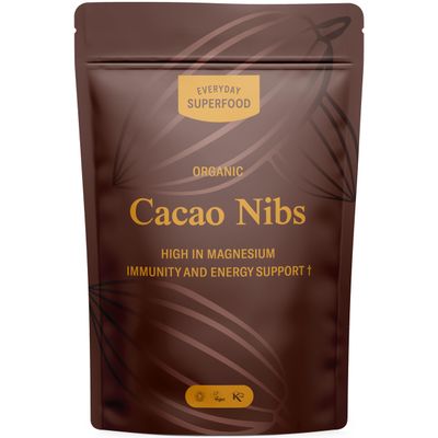 Everyday Superfood Organic Cacao Nibs 80g Lab-Tested for Heavy Metals Premium Peruvian Raw Cocoa