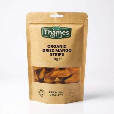 Organic Mango Strips (Dried) - No Additives, No Preservatives, Unsweetened, Sun Dried, Untreated, Raw, Vegan, GMO-Free - Delicious Snack - Thames Organic 1kg