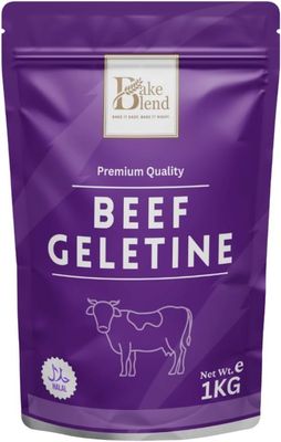 Bake Blend Halal Beef Gelatine Powder 1kg - 100% Bovine Derived, High 250 Bloom Strength for Firm Sets, Ideal for Panna Cotta, Mousses, Gummies, Jellies, and Professional Baking