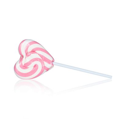 Pink &amp; White Love Heart Lollipops - Heart Lollies - Swirly Lolly - Cake Toppers - 1 Lollipop (35g)