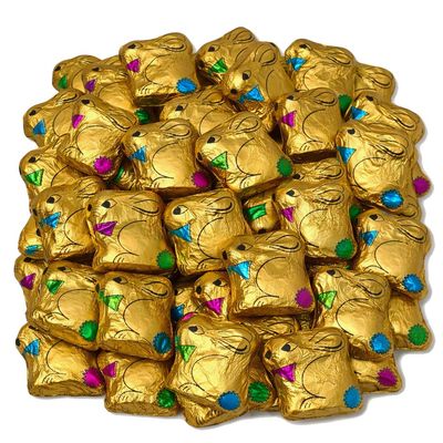 Easter Bunnies Bulk Pack Foil Chocolate Bunny- Milk Chocolate Bunny Shapes Individually Wrapped Ideal for Easter Egg Hunts Party Favours &amp; Gifting- 25 Pcs