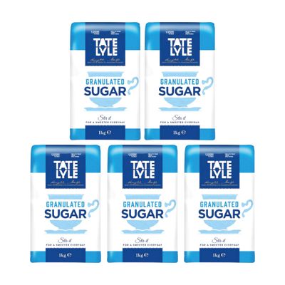 T &amp; L Gan Sugar 1kg (Pack of 5) Tea/Coffee Sweetner Breakfast Sprinkling Granulated Sugar Pure Cane Sugar