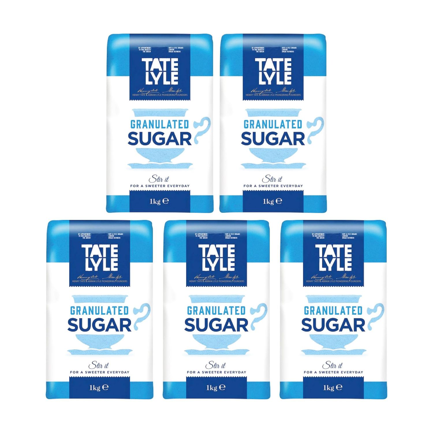 T &amp; L Gan Sugar 1kg (Pack of 5) Tea/Coffee Sweetner Breakfast Sprinkling Granulated Sugar Pure Cane Sugar