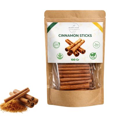 Cinnamon Stick, Natural Cinnamon, Cinamon Sticks Organic, Cinnamon Sticks, Cinnamon Sticks for Cooking, Baking, Vegan, No additives, 100 Gr