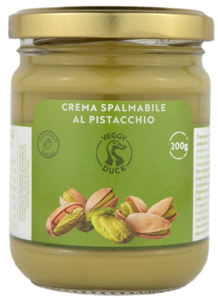 Veggy Duck - Sweet Pistachio Cream (200g) With 45% Mediterranean Pistachios Italian Artisan Food Gourmet Suitable for Breakfasts &amp; Desserts