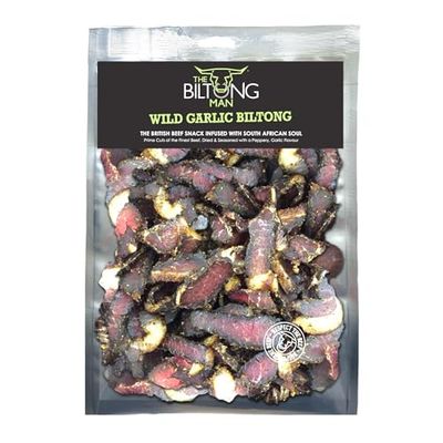 The Biltong Man - Wild Garlic - High-Protein Fatty Beef Biltong Snack, 500g