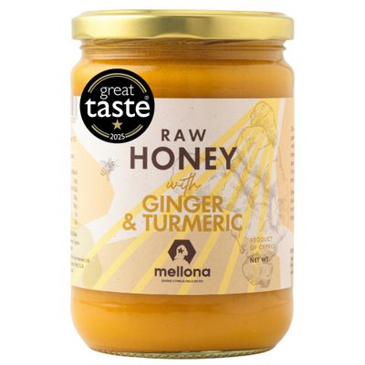 Mellona 100% Raw &amp; Natural Creamy Golden Honey With Ginger &amp; Turmeric, Unheated &amp; Unfiltered, 1KG
