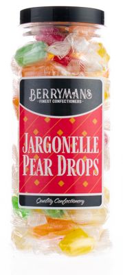 Original Jargonelle Pear Drops Retro Boiled Sweets Gift Jar By Berrymans Sweet Shop - Classic Sweets, Traditional Taste.