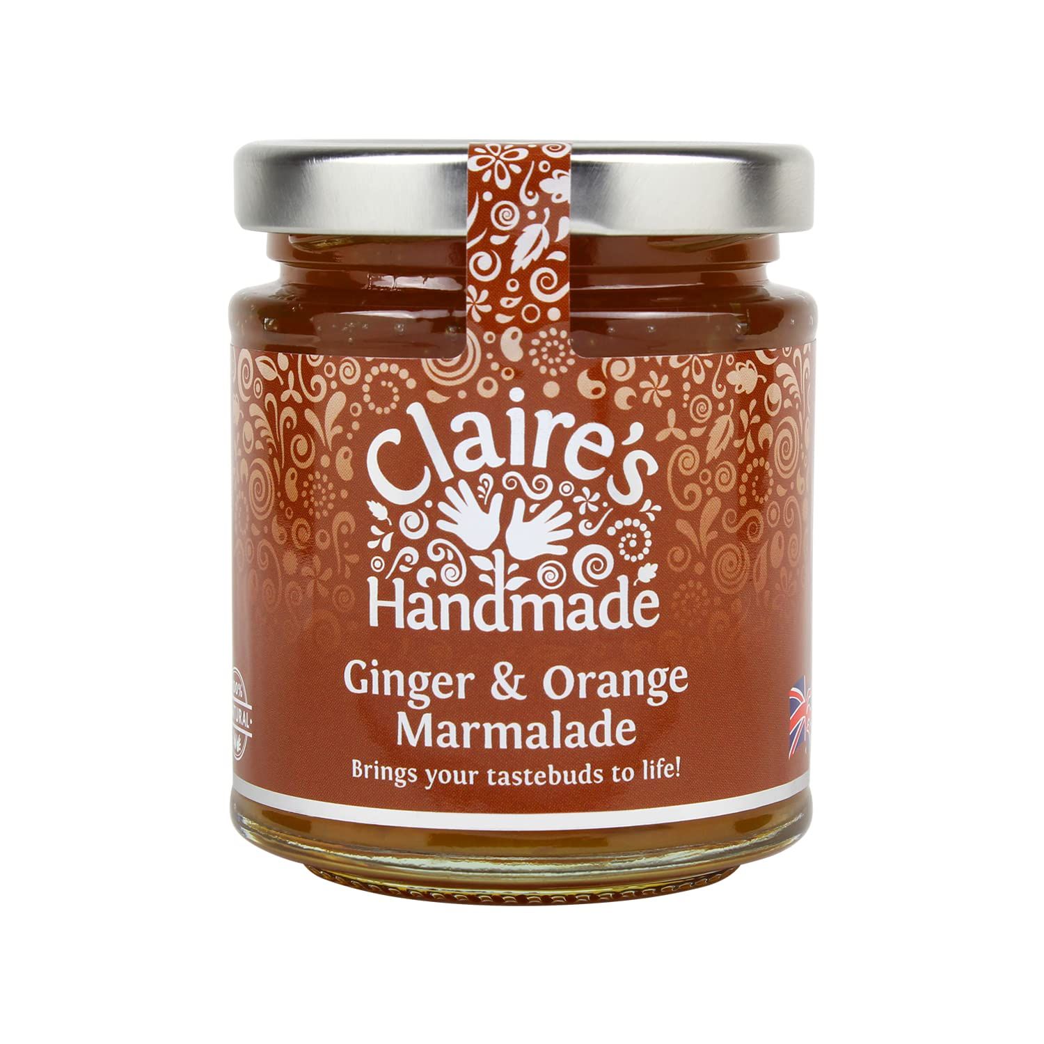 Claire's Handmade - Ginger and Orange Marmalade (227g) - Traditionally Made Bright, Tangy &amp; Uplifting Breakfast Treat, Suitable for Vegetarian, Vegan &amp; Gluten Free Diets, GMO Free