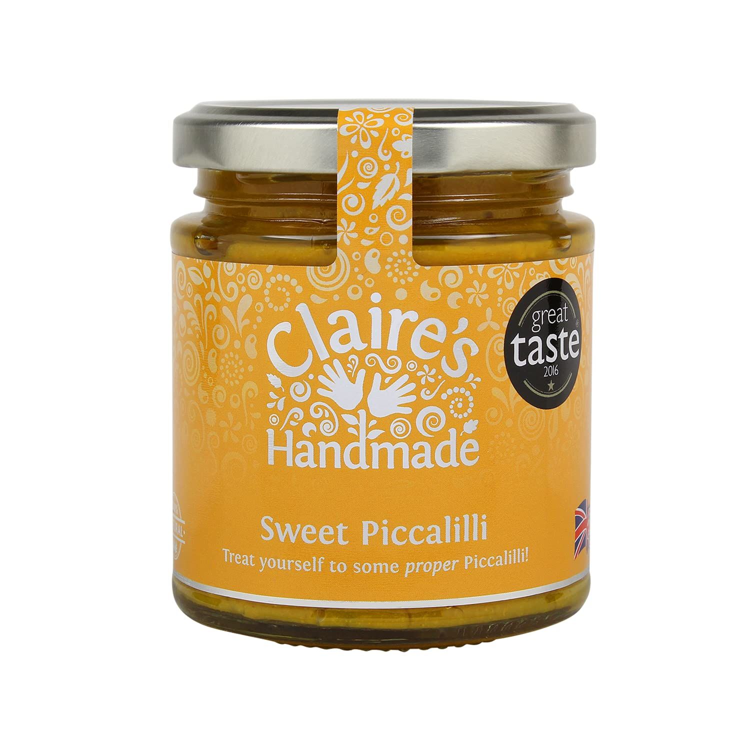 Claire's Handmade - Sweet Piccalilli (200g) - Great Taste Award Winning Traditionally Made Pickle, Perfectly Pairs with Smoke Salmon, Suitable for Vegetarian, Vegan &amp; Gluten Free Diets, GMO Free