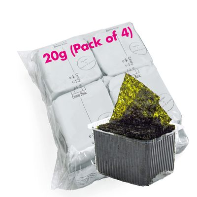 Emma Basic Crispy Seaweed 20g (Pack of 4) Crispy &amp; Thin High Fibre Source of Protein Sugar-Free Healthy Snack Korean Style