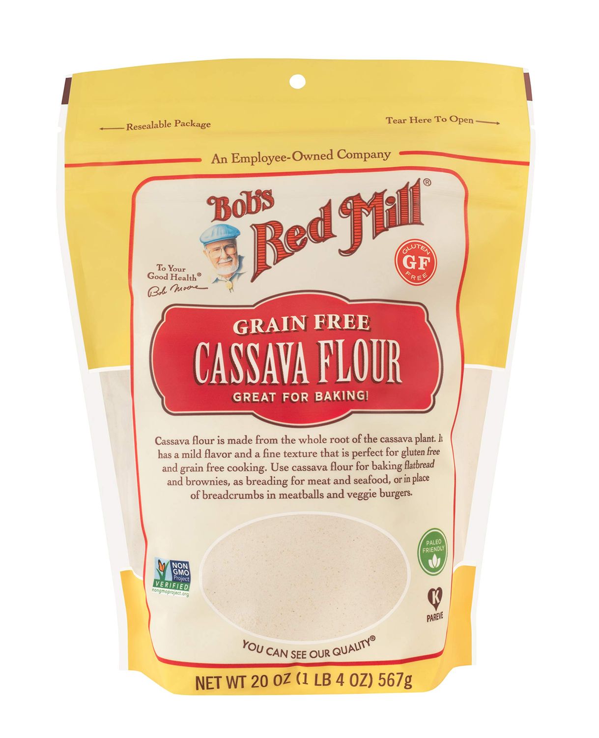 Bob's Red Mill - Grain Free, Gluten Free Cassava Flour, Great For Baking, 567g Pouch