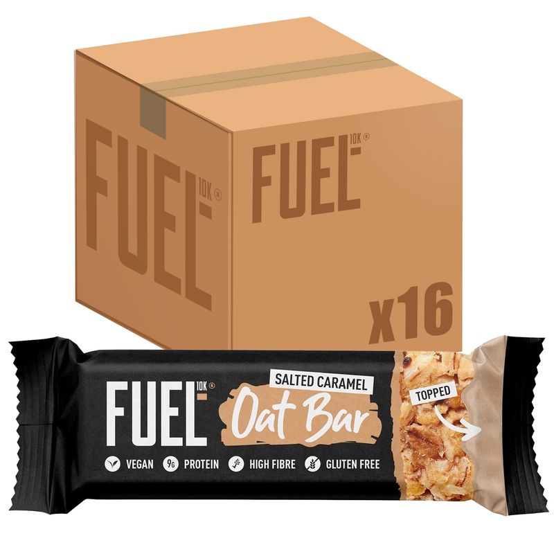 FUEL10K Salted Caramel Oat Bars, 9g Protein &amp; High Fibre, 45 g (Pack of 16)