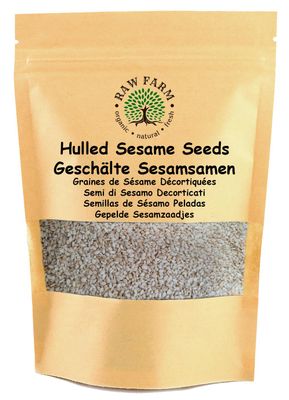 Raw Farm - Raw White Hulled Sesame Seeds, Free from Gluten and SOYA 1 kg - for Human consuption only