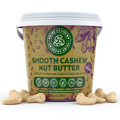 Prime Earth Smooth Cashew Nut Butter - Smooth Cashew Spread/Paste - 1kg - Award Winning - Made With 100% Cashew Nuts - No Oil, Salt &amp; Sugar - Vegan, Keto &amp; Paleo - Made In The UK